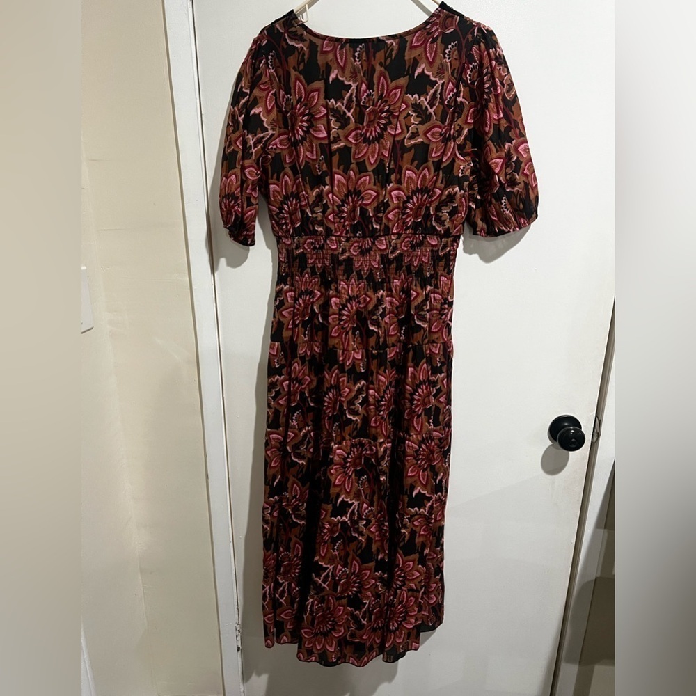 J gee Red and Black Puff Sleeve V-Neck Maxi Sundress - Picture 8 of 10
